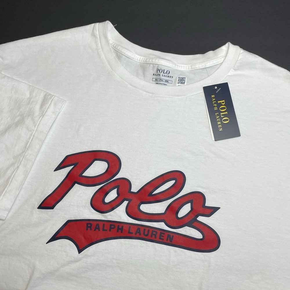 NEW Polo Ralph Lauren T-Shirt Mens 3XLT Tall White Graphic Logo Short Sleeve